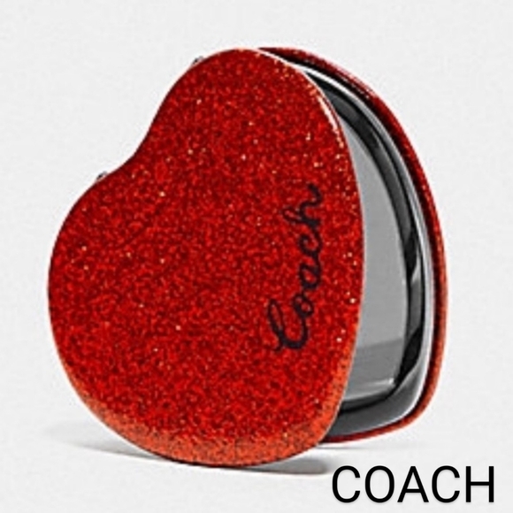 Coach Other - NWT Coach Wine Multi Glitter Heart Compact Mirror